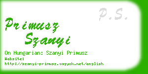 primusz szanyi business card